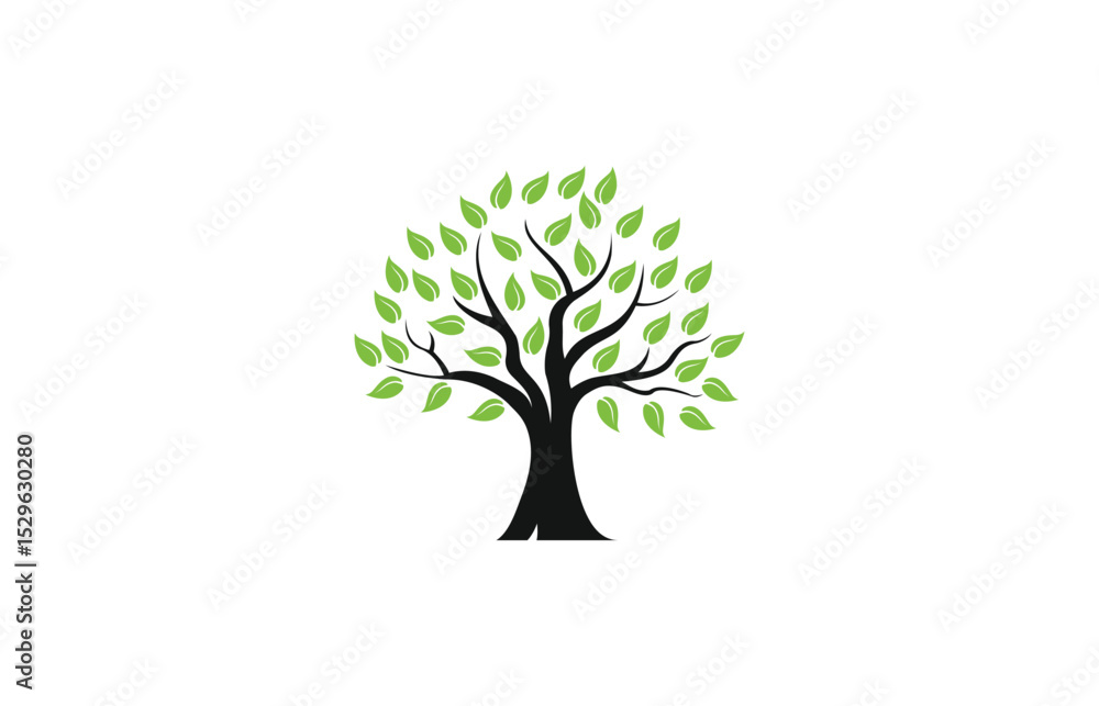 Obraz premium tree logo design inspiraition, tree abstract with tech style 