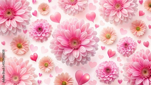 Pink Flower Heart Background, Romantic Floral Wallpaper, Pretty Blossom Hearts, Love Theme Photography