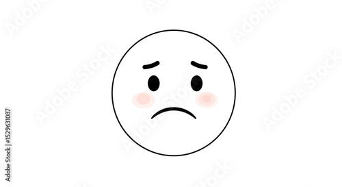 Simple Sad Cartoon Face with Subtle Blushing