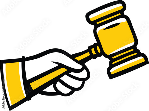A hand holding a gavel, a symbol of justice and authority in courts of law and legal proceedings.