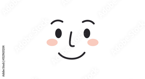Simple, Cute Cartoon Face with Cheerful Expression