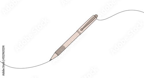 Elegant Pen with a Fine Tip and Connected Continuous Line