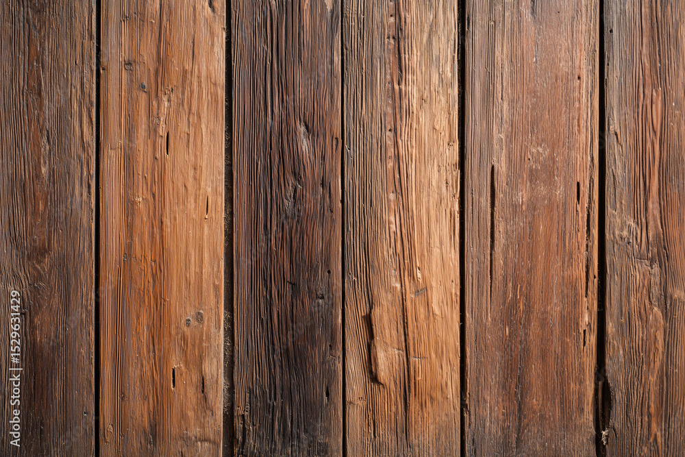 Naklejka premium Aged Wooden Plank Texture in Warm Earthy Brown with Subtle Side Lighting