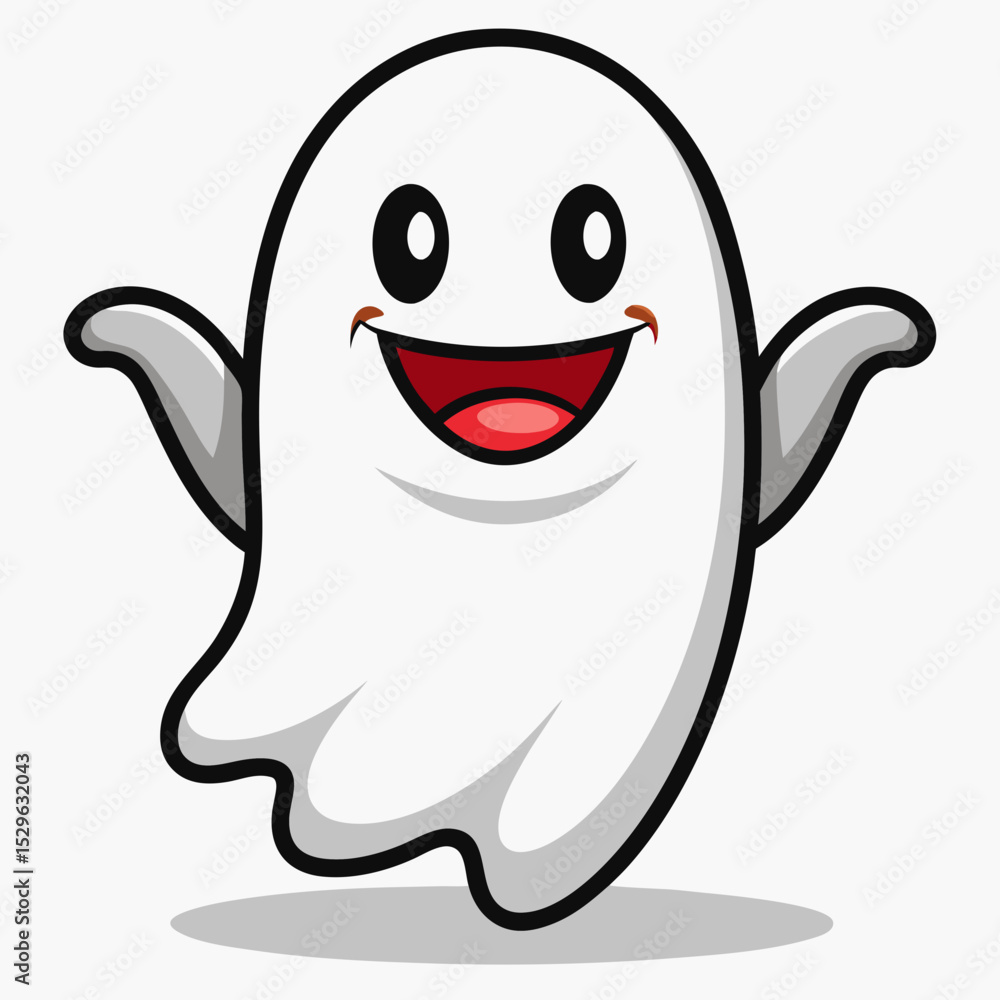 a cute and friendly cartoon ghost with bright a cute and friendly cartoon ghost with bright