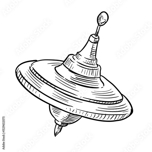 Hand-drawn illustration of a spinning top

