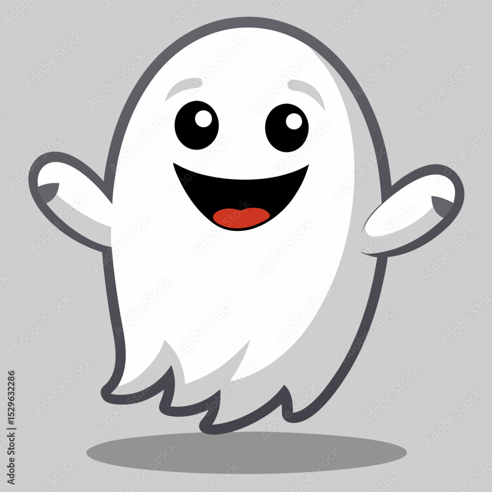 a cute and friendly cartoon ghost with bright a cute and friendly cartoon ghost with bright