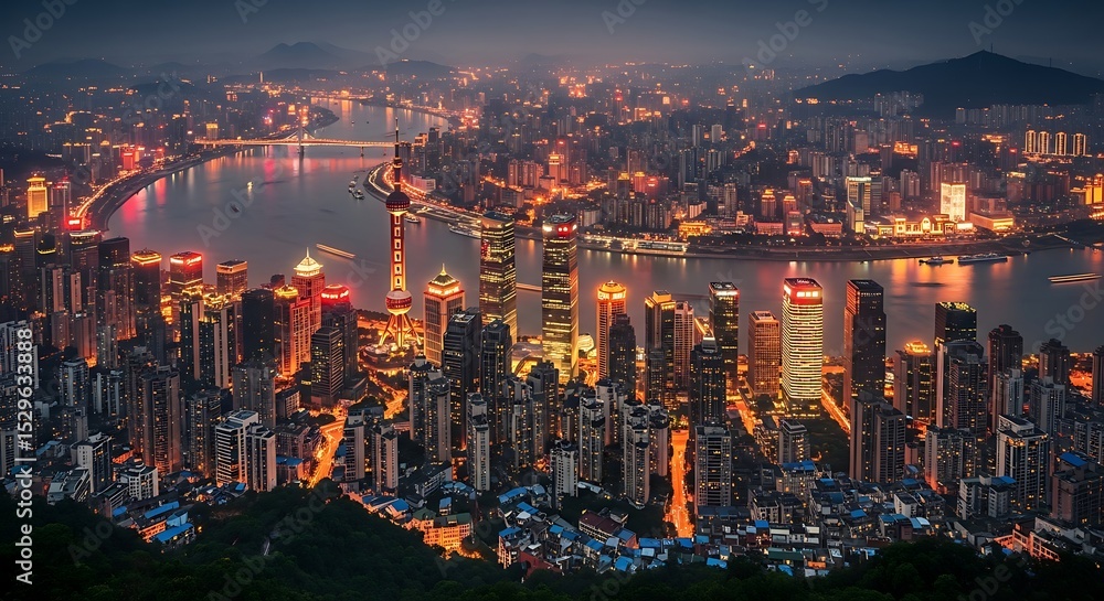Fototapeta premium night city view landscape