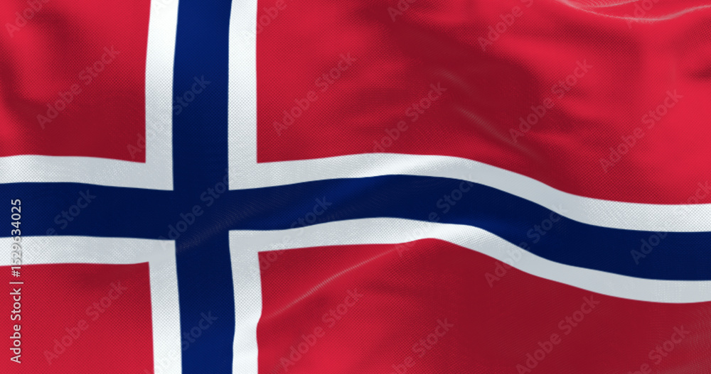 Fototapeta premium Close-up of Norway national flag waving in the wind