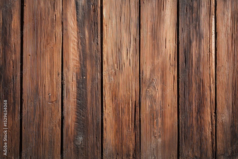 Naklejka premium Aged Wooden Plank Texture in Warm Earthy Brown with Subtle Side Lighting