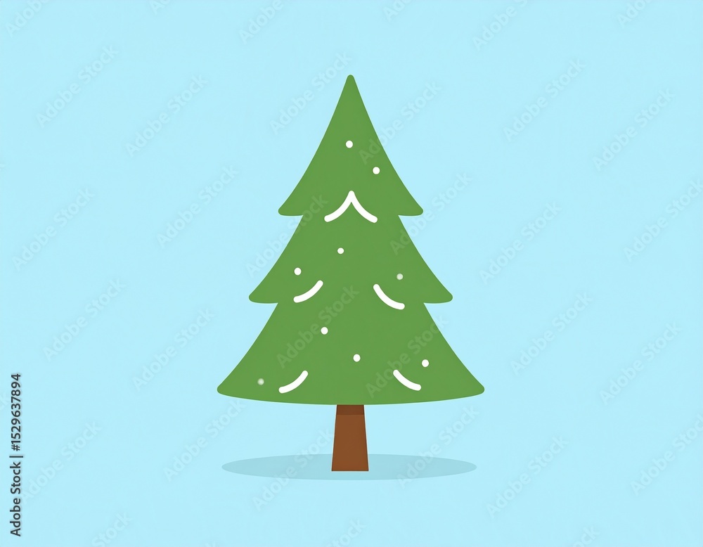 Cute Cartoon Winter Tree Illustration on a Blue Background Cute Cartoon Winter Tree Illustration on a Blue Background