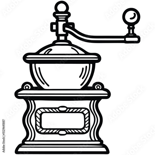 "Antique Coffee Grinder Line Art Vector – Adobe Stock"