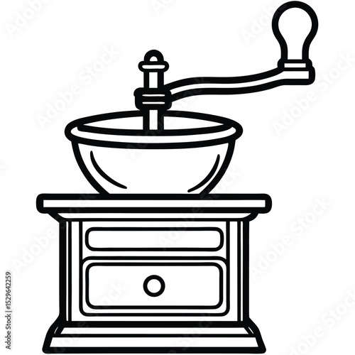 "Antique Coffee Grinder Line Art Vector – Adobe Stock"