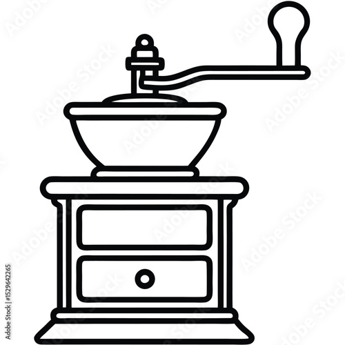 "Antique Coffee Grinder Line Art Vector – Adobe Stock"