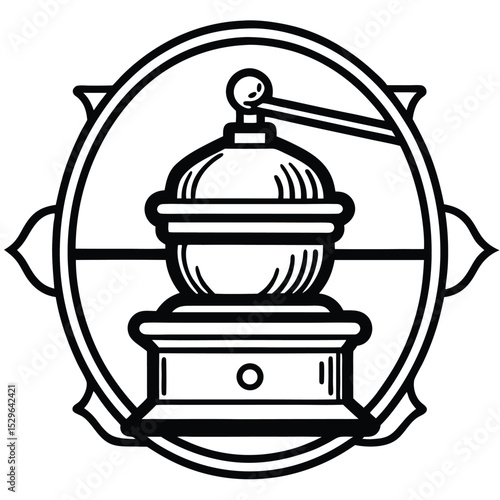 "Antique Coffee Grinder Line Art Vector – Adobe Stock"