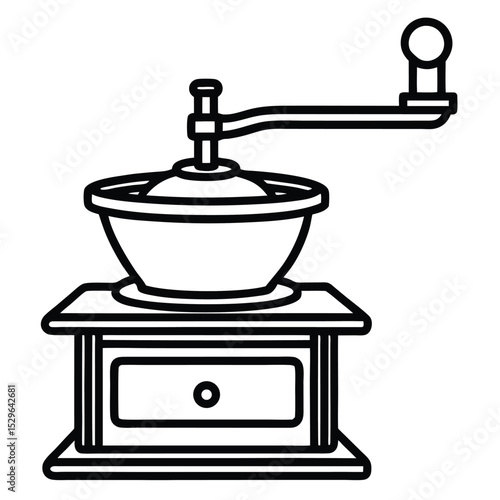 "Antique Coffee Grinder Line Art Vector – Adobe Stock"