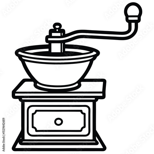 "Antique Coffee Grinder Line Art Vector – Adobe Stock"
