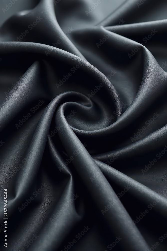 Fototapeta premium Deep black satin with gentle ripples and folds, subtle, luxury