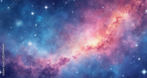 Abstract starry night sky with cosmic nebula and stardust light