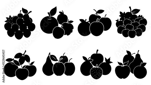 set of fruit silhouette
