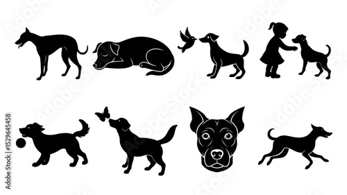 dog silhouettes set