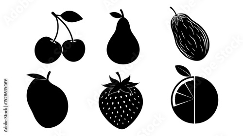 set of fruits silhouette