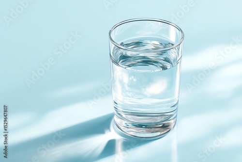 Wallpaper Mural glass of water with subtle reflection on glossy white surface, minimalist concept, clean and modern still life Torontodigital.ca