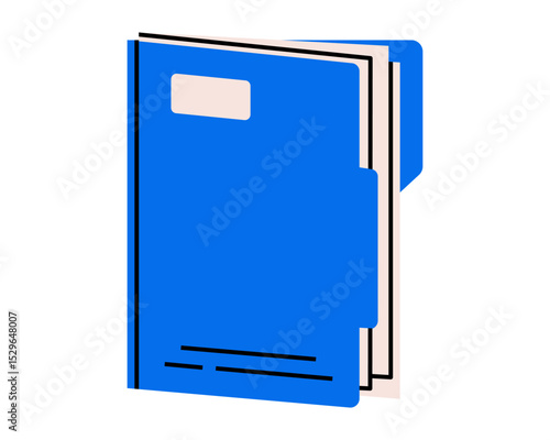 Hand drawn cute illustration of folder with documents. Flat vector corporate file archive doodle. Planning or time management icon. Paper office data. Backup or system organizer. Isolated.