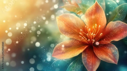 A close-up of an orange lily flower with soft bokeh background. The petals are vibrant and detailed, creating a serene and colorful atmosphere.