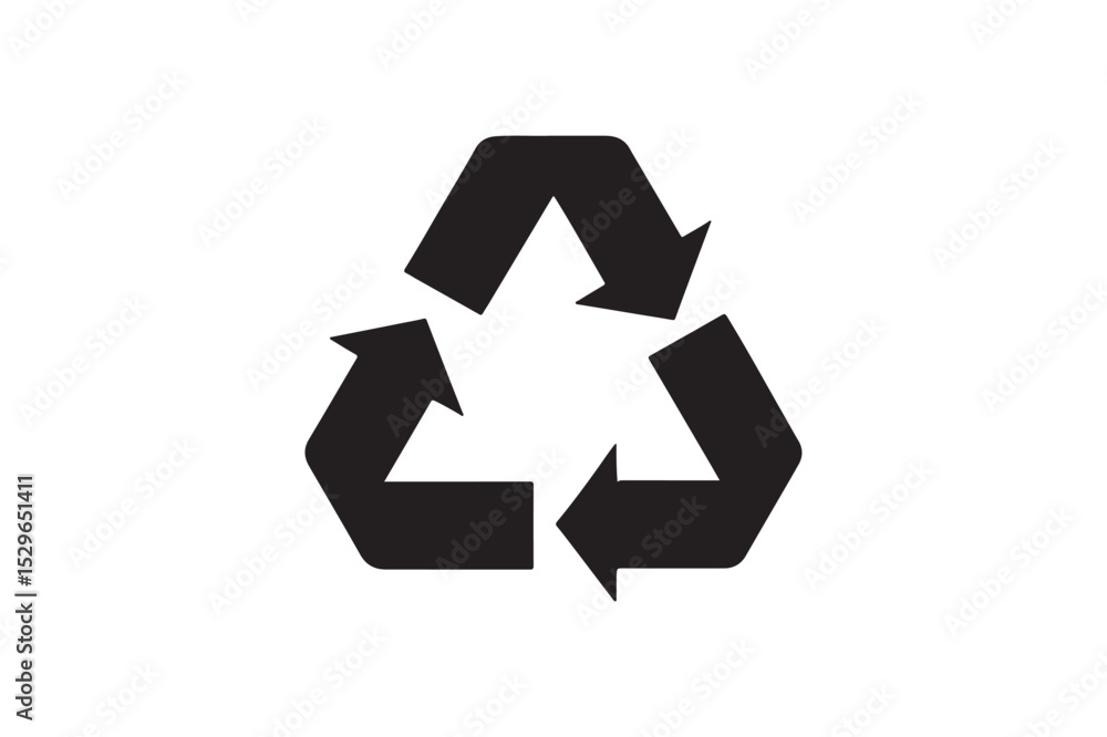 Fototapeta premium Recycle triangle silhouette vector with white background