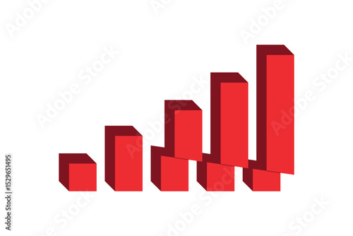 Collapsing or falling red bar chart illustration vector design. Financial crisis, economic recession, bankruptcy, and depression.  Sliced.