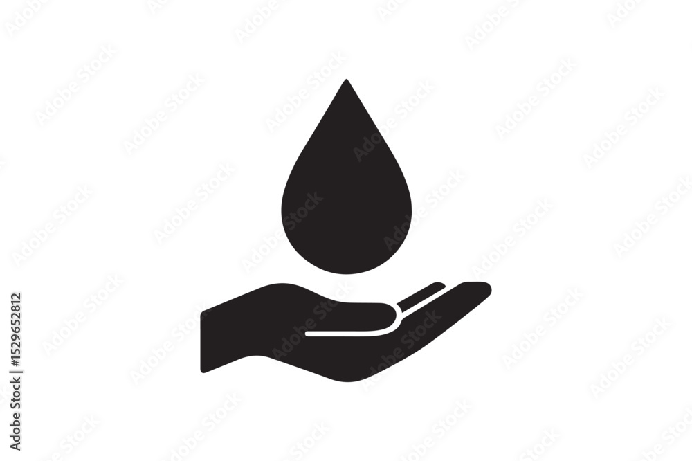 Water conservation silhouette vector with white background Water conservation silhouette vector with white background