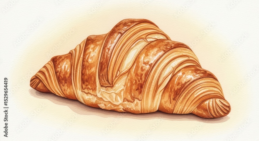Golden Brown Croissant Delight - A perfectly baked croissant, golden brown and flaky, sits on a light background. A tempting for bakery websites or food blogs Golden Brown Croissant Delight - A perfectly baked croissant, golden brown and flaky, sits on a light background. A tempting for bakery websites or food blogs