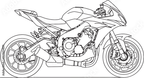 Motorcycle Vector. Art Vectorizer. lineart of motosport