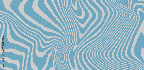 Groovy blue background. waves and vintage 60s vector illustration