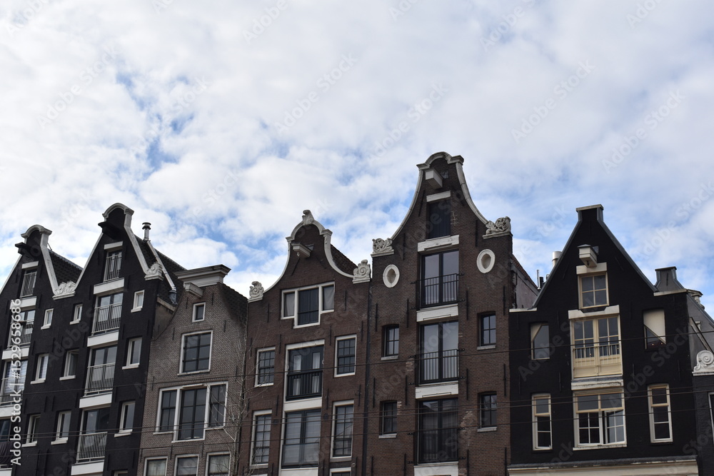 Dutch Gabled Rooflines Against Clear Sky Dutch Gabled Rooflines Against Clear Sky