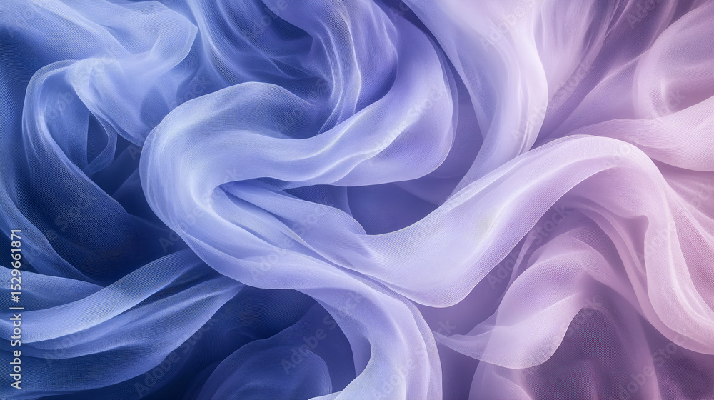 Obraz premium Elegant Draped Fabric Texture Blue Purple Sheer Gradient Swirls Design Background