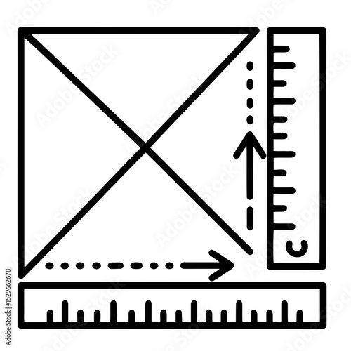 Measurements icon for construction and renovation projects in outline style