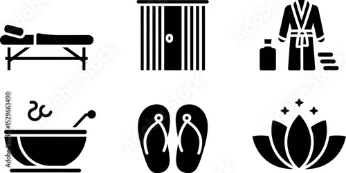Spa and wellness center icons set massage therapy relaxation treatment beauty salon health and care concept 100 editable stock vector illustration