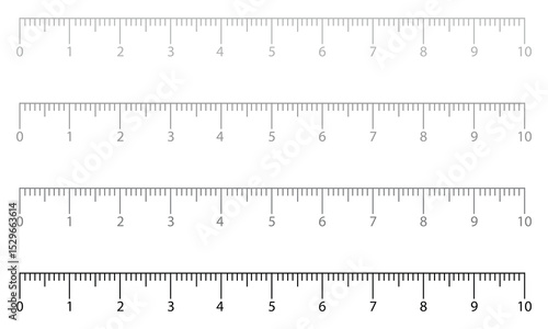 Measuring scale, markup for rulers vector illustration. Various measurement scales with divisions. Measuring tool. Blank measuring scale indicator . Vector Illustration . EPS 10 . 