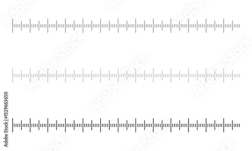 Measuring scale, markup for rulers vector illustration. Various measurement scales with divisions. Measuring tool. Blank measuring scale indicator . Vector Illustration . EPS 10 . 