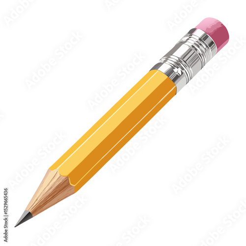 Yellow pencil with pink eraser – transparent background