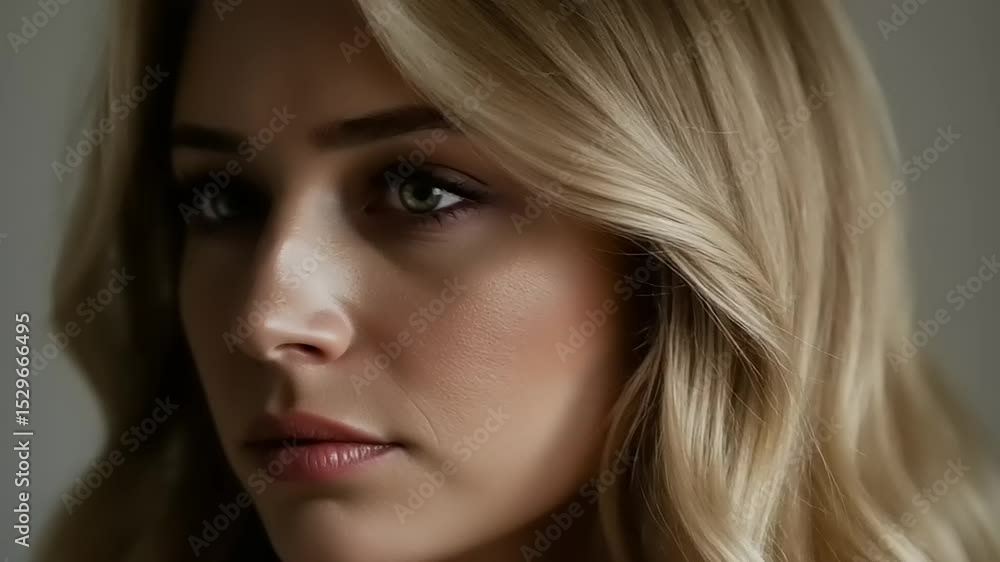 Portrait of a beautiful blond woman with professional makeup in natural lighting Portrait of a beautiful blond woman with professional makeup in natural lighting