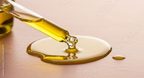 Wallpaper Mural Macro shot of a clear dropper releasing a bright amber serum, highlighting its richness. Torontodigital.ca