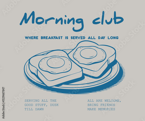 Morning eating artwork for apparel, Fresh start your day. Breakfast time vector t shirt design. fashion vector graphics. men's, women's, kids, clothing print.  Graphic Design for T shirt Street Wear 