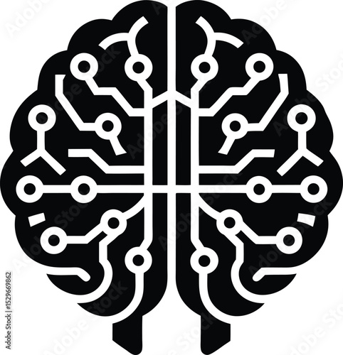 Artificial intelligence brain with circuit design Silhouette concept for neural networks and cognition
