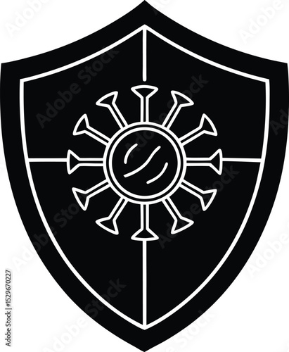 Shield depicting the protection against Coronavirus Covid19, Silhouette  the symbol of immunity
