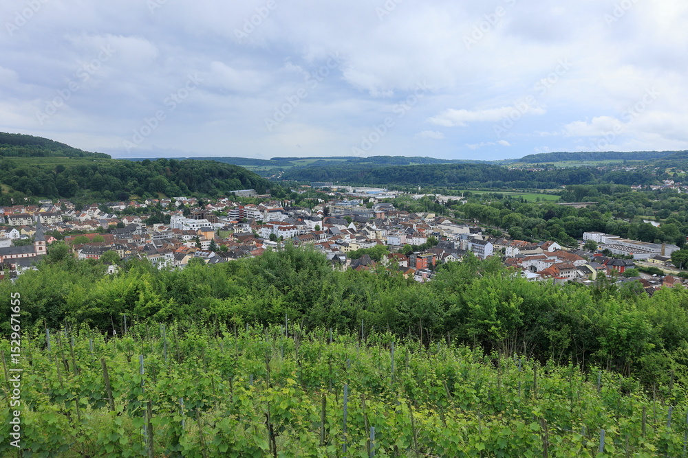 Fototapeta premium Blick über den Saargau auf den Ort Merzig