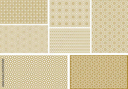 Islamic modern mashrabiya design and vector seamless pattern with geometric shapes