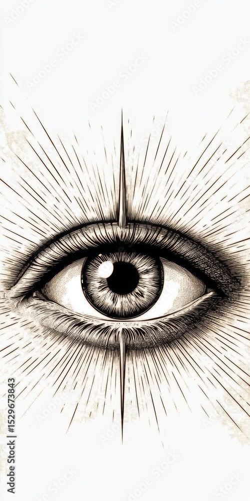 Obraz premium Intricate All-Seeing Eye Art Illustration Symbolizing Vigilance and Spiritual Awareness in Design