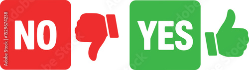 Yes no thumbs up thumbs down decision graphic